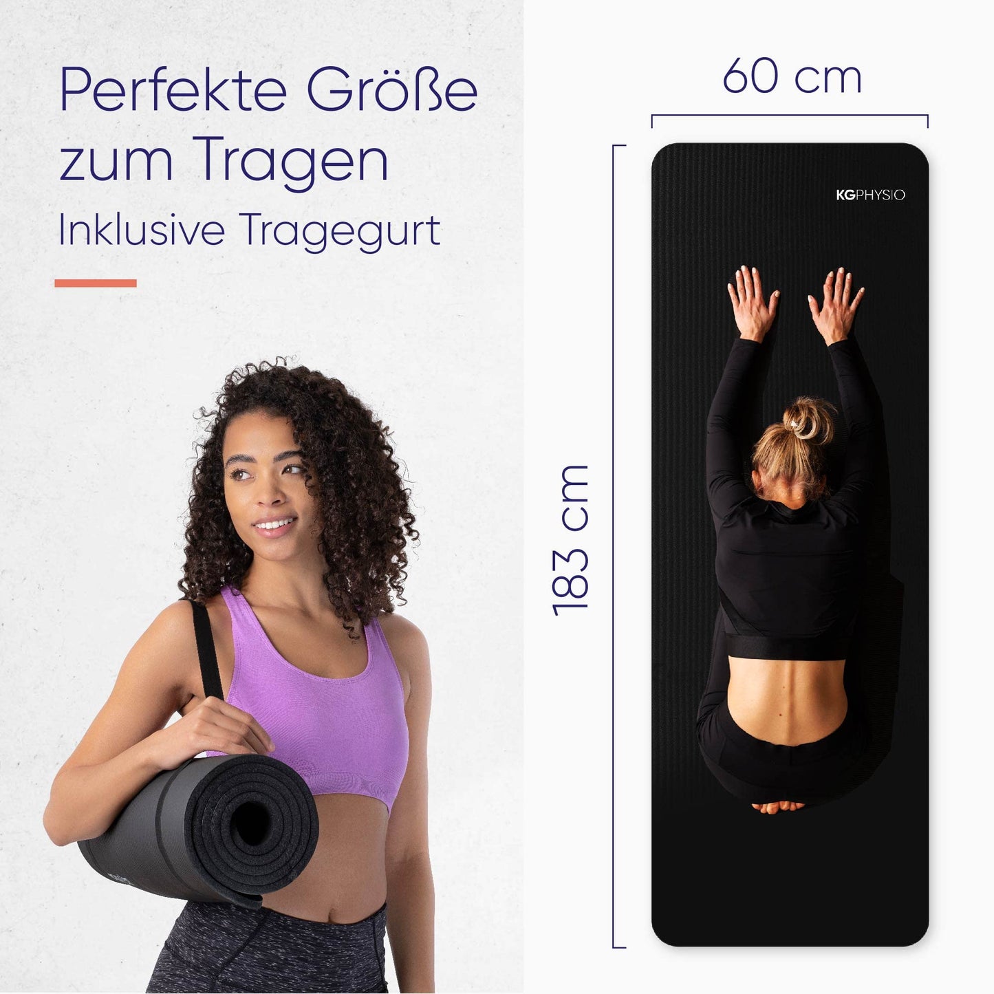 “Yogamatte 8mm rutschfest – Gepolsterte Fitness- & Sportmatte 183x60 cm”