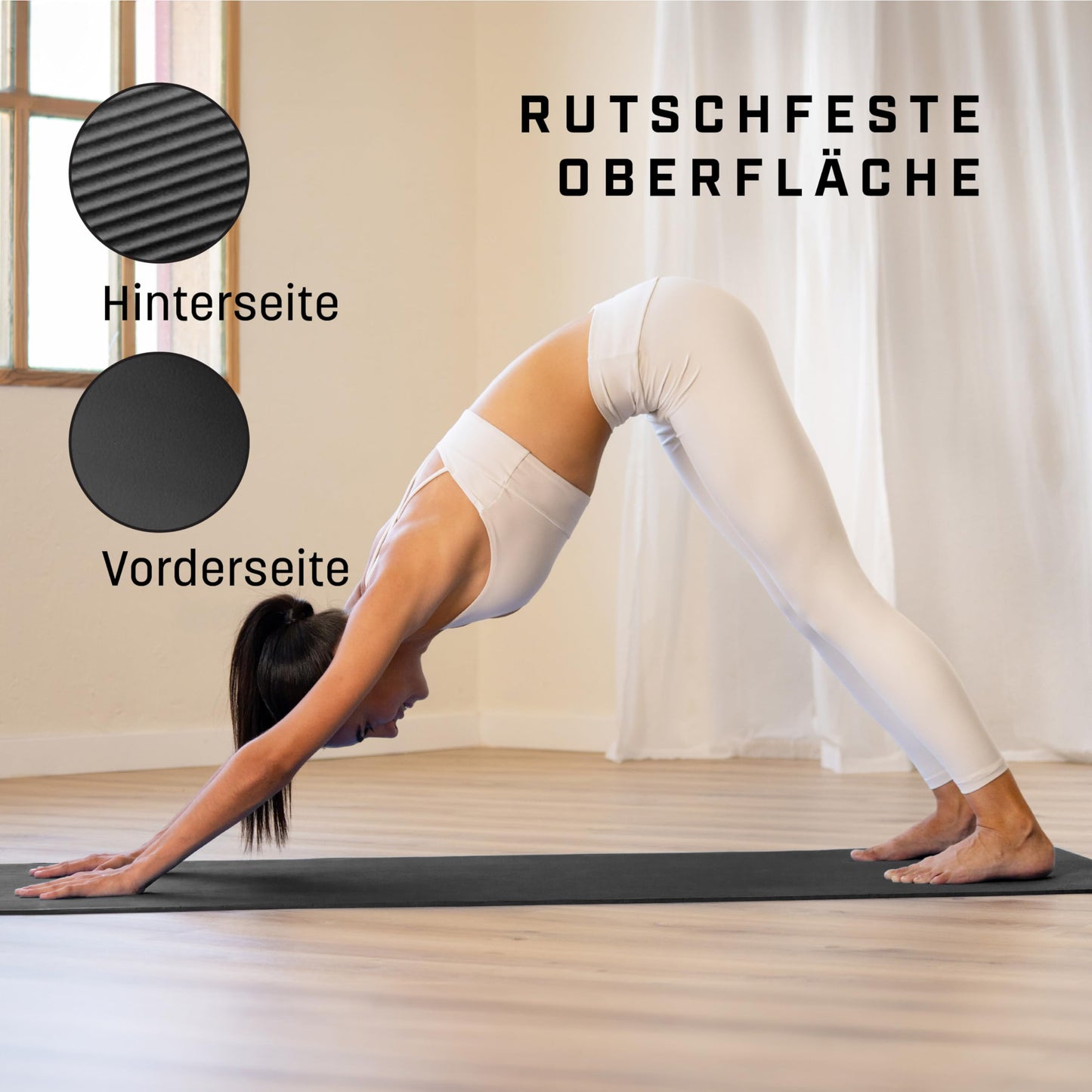 “Yogamatte 8mm rutschfest – Gepolsterte Fitness- & Sportmatte 183x60 cm”